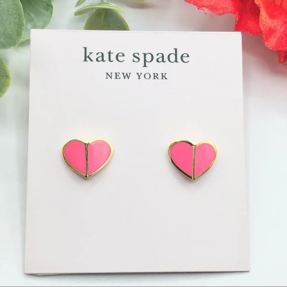 Kate Spade New York Heritage Spade Small Pink Heart Stud Earrings